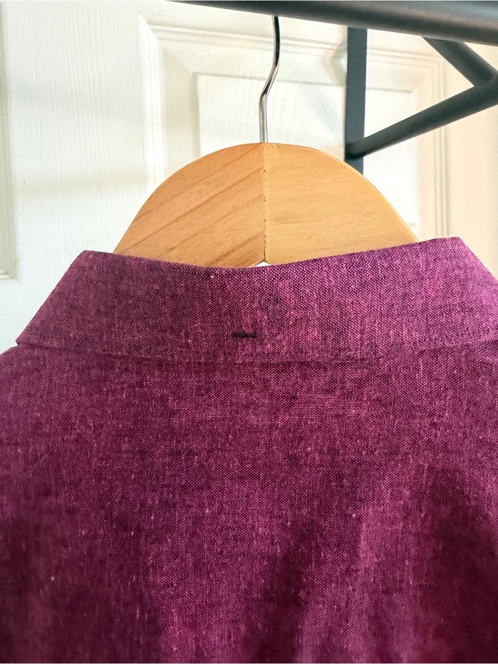 Maceoo Men's Purple Plaid Contrast Trim Linen Shirt XL - Picture 11 of 11